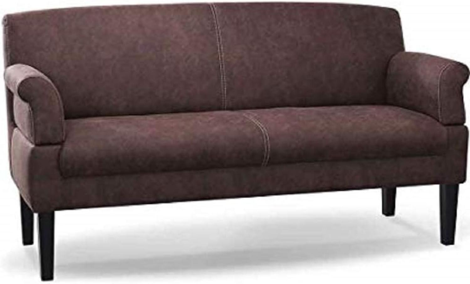 CAVADORE 3-Sitzer Küchensofa Malm, Sitzbank für Küche oder Esszimmer in Lederoptik, Inkl. Armteilverstellung, Federkern und moderner Kontrastnaht, 182 x 97 x 78, Mikrofaser: braun Bild 1