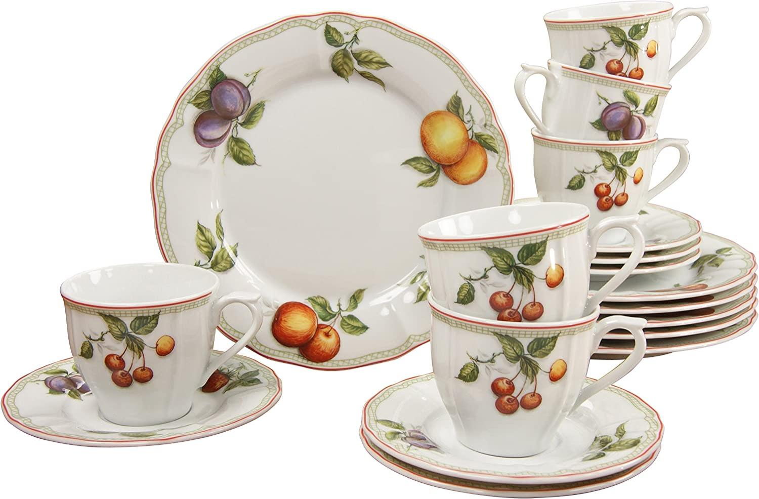 CreaTable 17030 Kaffeeservice Flora Orchard für 6 Personen, Porzellan, mehrfarbig (1 Set, 18-teilig) Bild 1