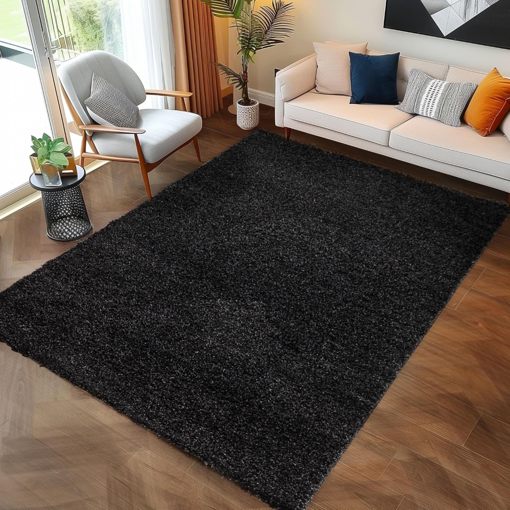 Carpettex Hochflor-Teppich Unicolor - Einfarbig, Läufer, Höhe: 30 mm, Einfarbig Shaggy Teppich Wohnzimmer Langflor versch. farben und größen Bild 1