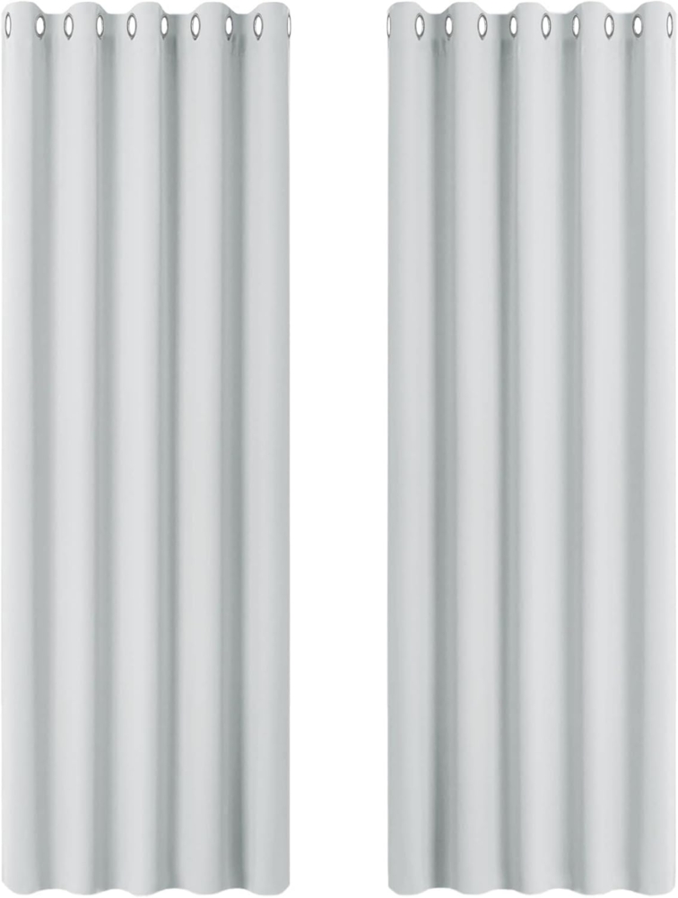 PONY DANCE Schlafzimmer Vorhänge Wärmeisolierend Verdunkelungsvorhang mit Ösen Gardinen Weiß Blickdicht Thermovorhang gegen Kälte, 2er Set H 228 x B 167 cm, Grau-weiß Bild 1