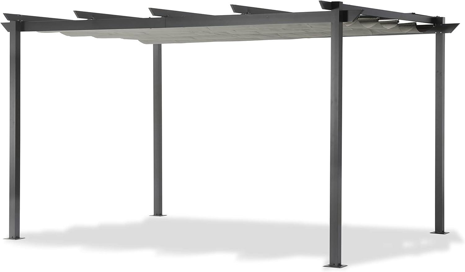 Leco Aluminium Pergola mit Faltdach, lichtgrau, 4 x 3 m Bild 1