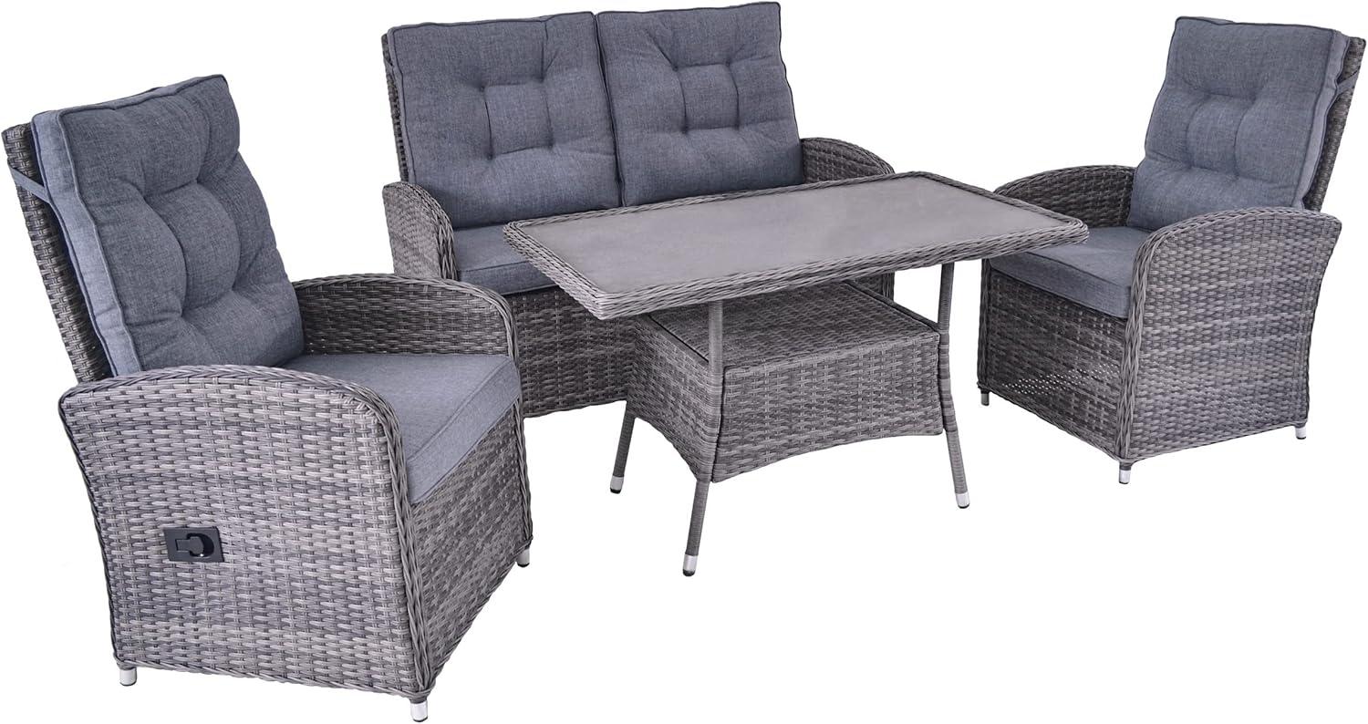 Lounge Gartenmöbel Set Bailado dunkelgrau 4-teilig Gartenmöbel Set Loungemöbel Polyrattan Bild 1