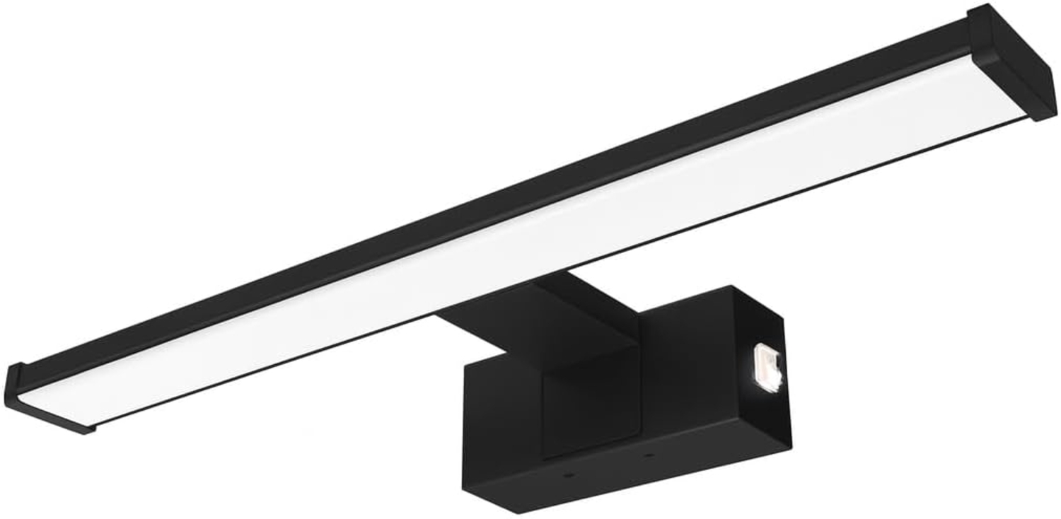 kalb LED Spiegelleuchte Spiegelleuchte chrom oder schwarz 500mm, mit integriertem Netzschalter, Schwarz Bild 1