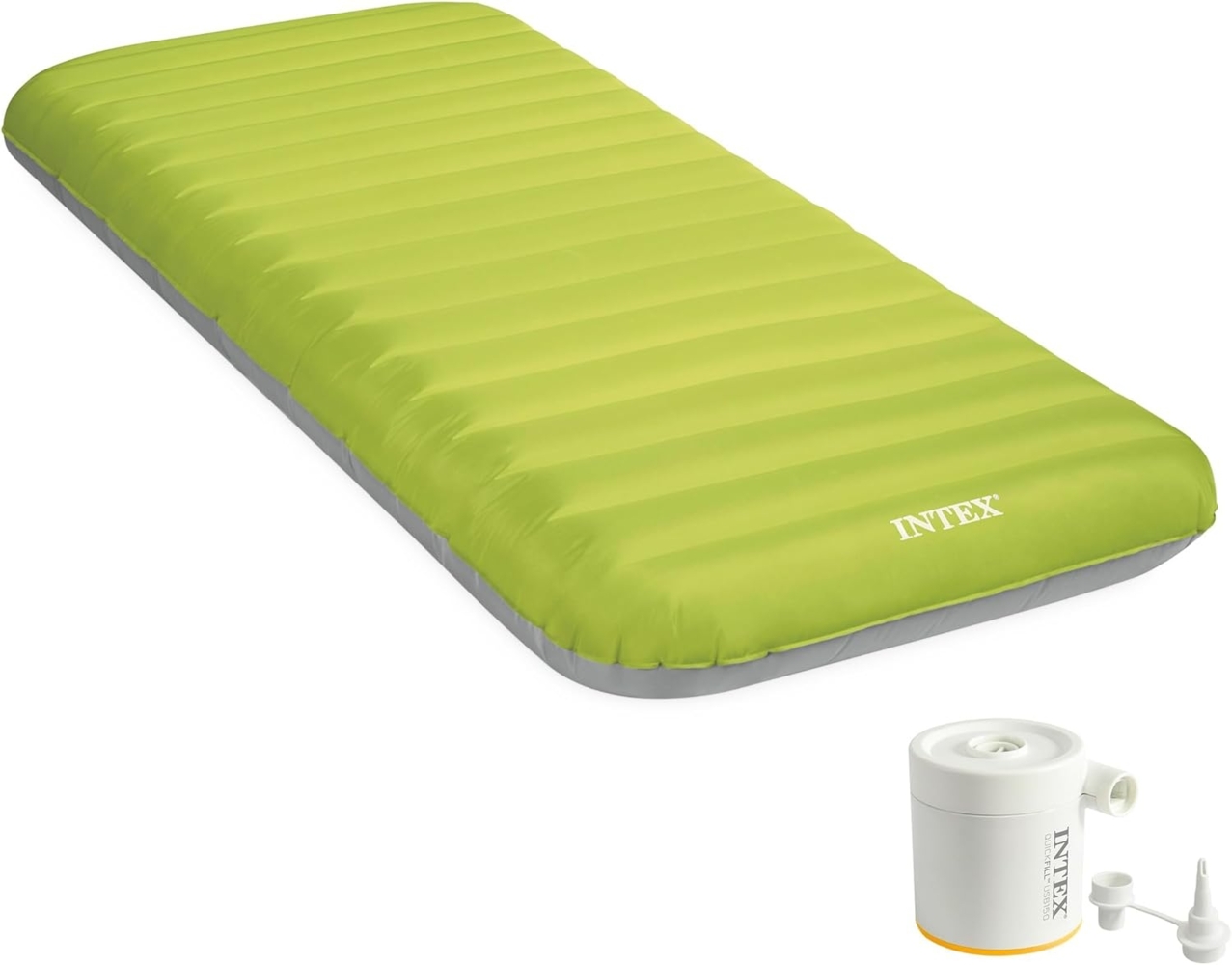 Intex Luftmatratze / Camping Luftbett "Dura-Beam TruAire" inkl. Luftpumpe, grün, 76 x 191 x 17cm Bild 1