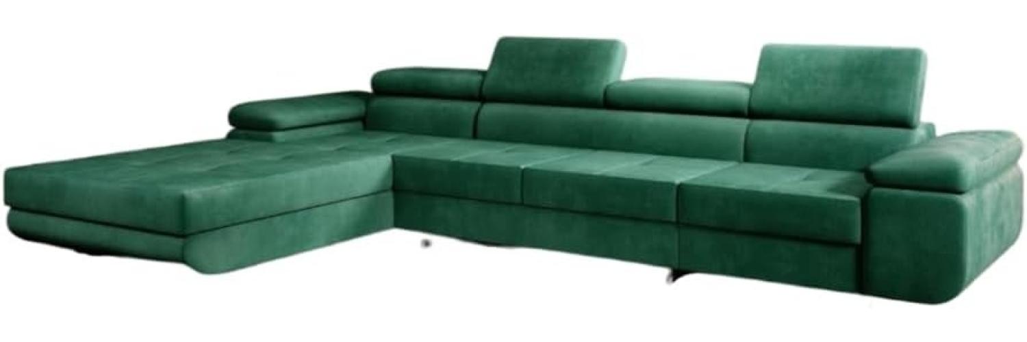 Designer Sofa Calvera Maxi mit Schlaf- und Klappfunktion (Samt) Grün Links Bild 1