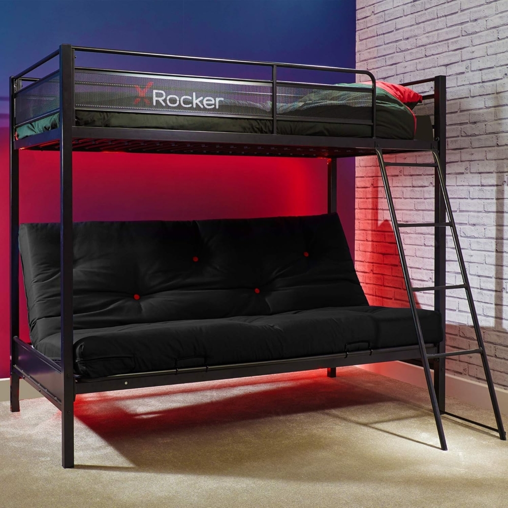 X Rocker Hochbett Stronghold Gaming Hochbett – Etagenbett mit Futon Schlafsofa Bild 1