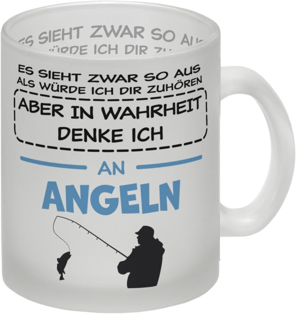 speecheese Tasse In Wahrheit denke ich an Angeln Glas Tasse Bild 1