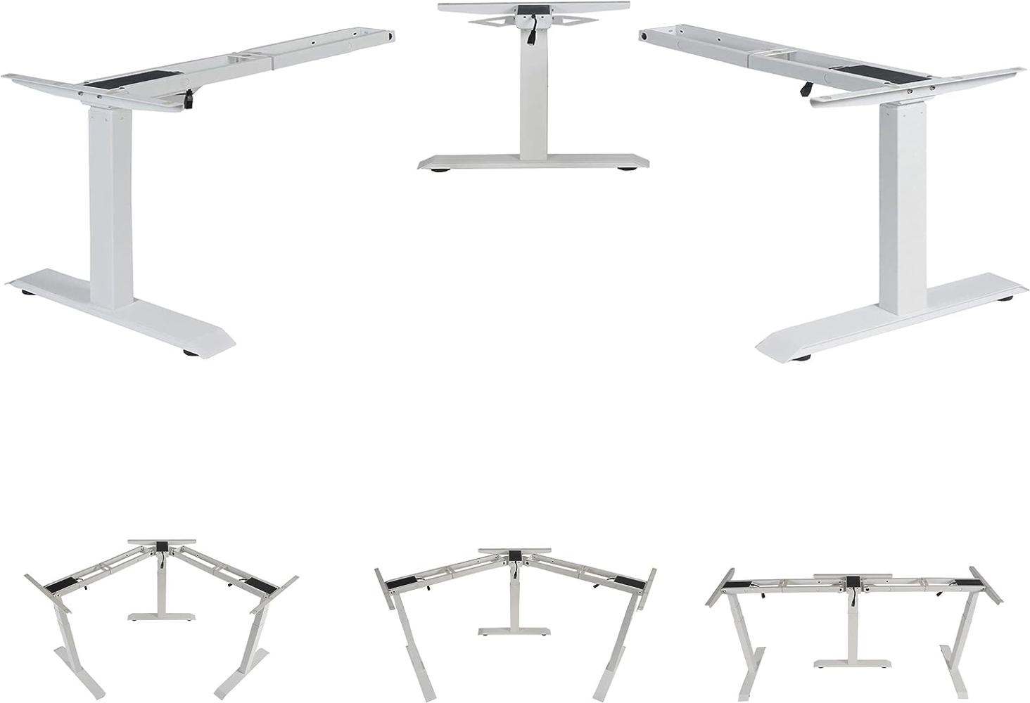3in1 Gestell HWC-D40, variables Tischgestell, elektrisch höhenverstellbar Memory 47kg ~ weiß Bild 1