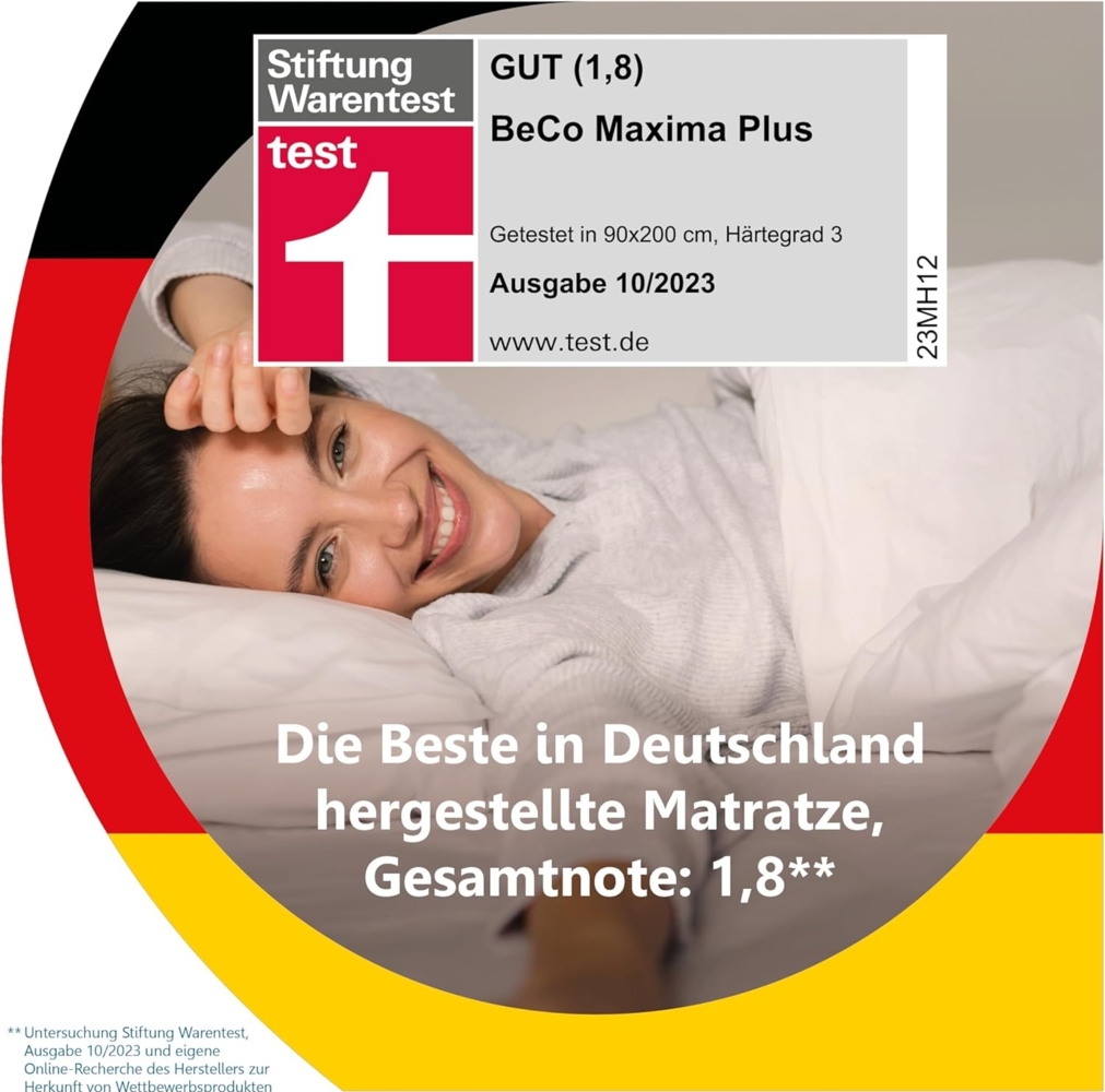 Taschenfederkernmatratze Maxima Plus, Matratze in 90x200 und vielen weiteren Größen erhältlich!, Beco, 22 cm hoch, Matratze, 7 Zonen, 90x200 cm in H3 von Stiftung Warentest "GUT (1,8)" Bild 1