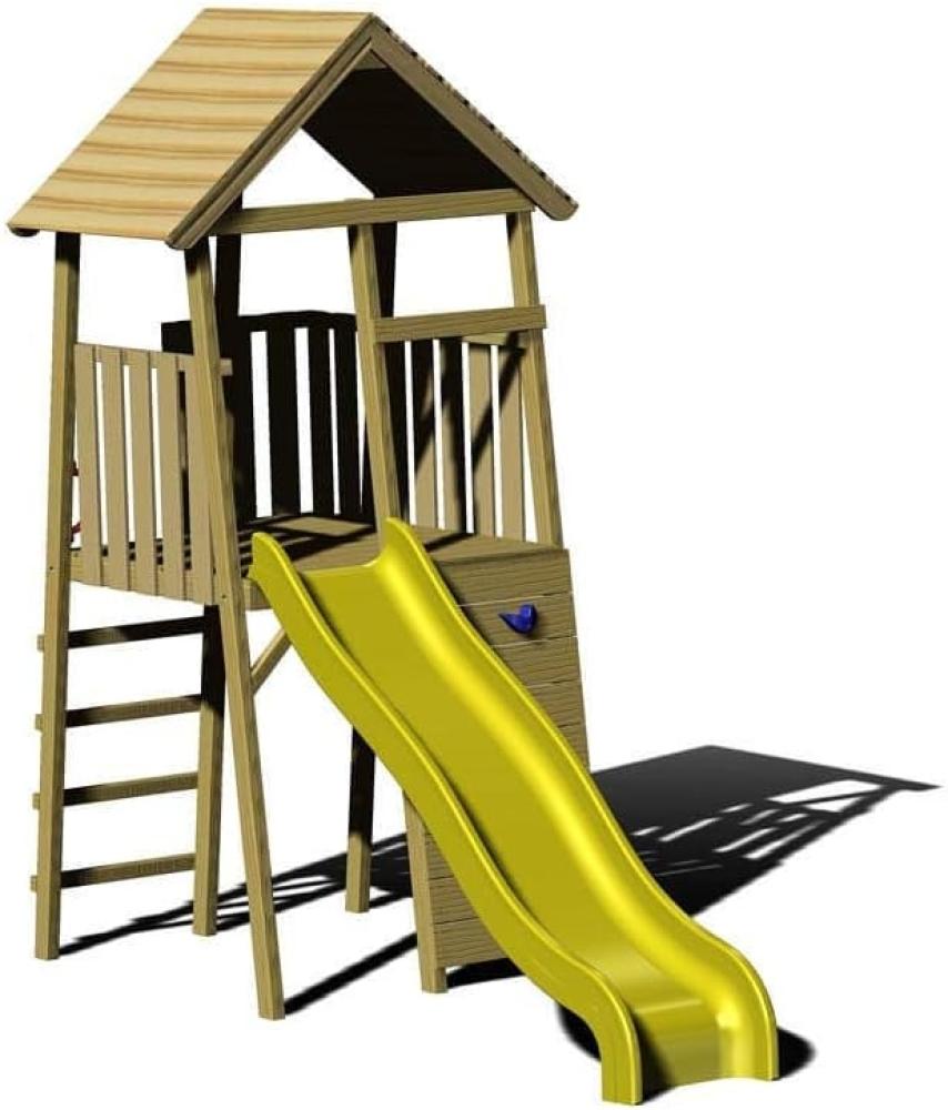 Wendi Toys Holz Spielturm Falke | inkl. Rutsche und Kletterwand | Natur | 280x110x270 cm Bild 1