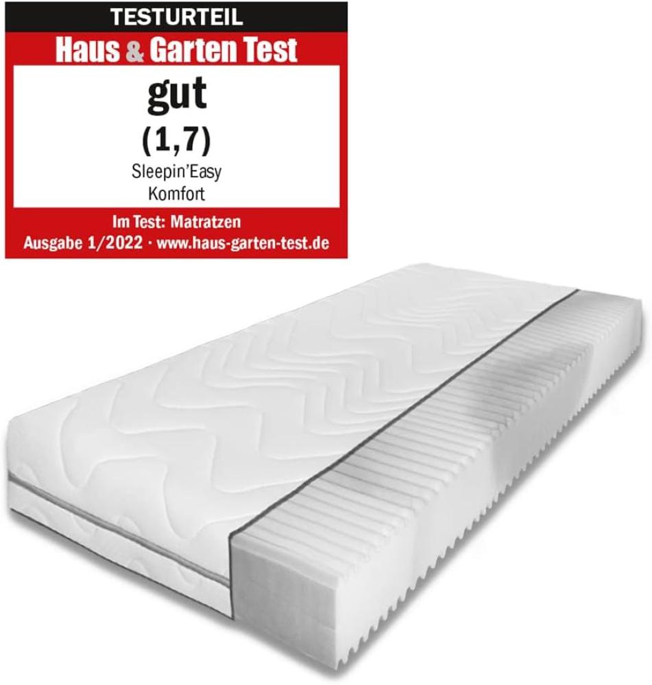 Sleepin'Easy Komfort - Höhe 21 cm, orthopädische 7-Zonen Kaltschaummatratze, atmungsaktiv und geruchsneutral mit waschbarem Bezug, H3-Medium bis zu 120 kg_90x200 cm Bild 1