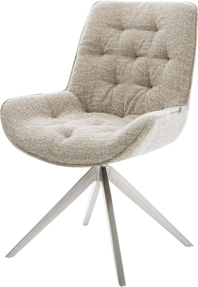 Drehstuhl Taimi-Flex Webstoff Soft Beige Kreuzgestell breit Edelstahl 360° drehbar Wippfunktion Bild 1