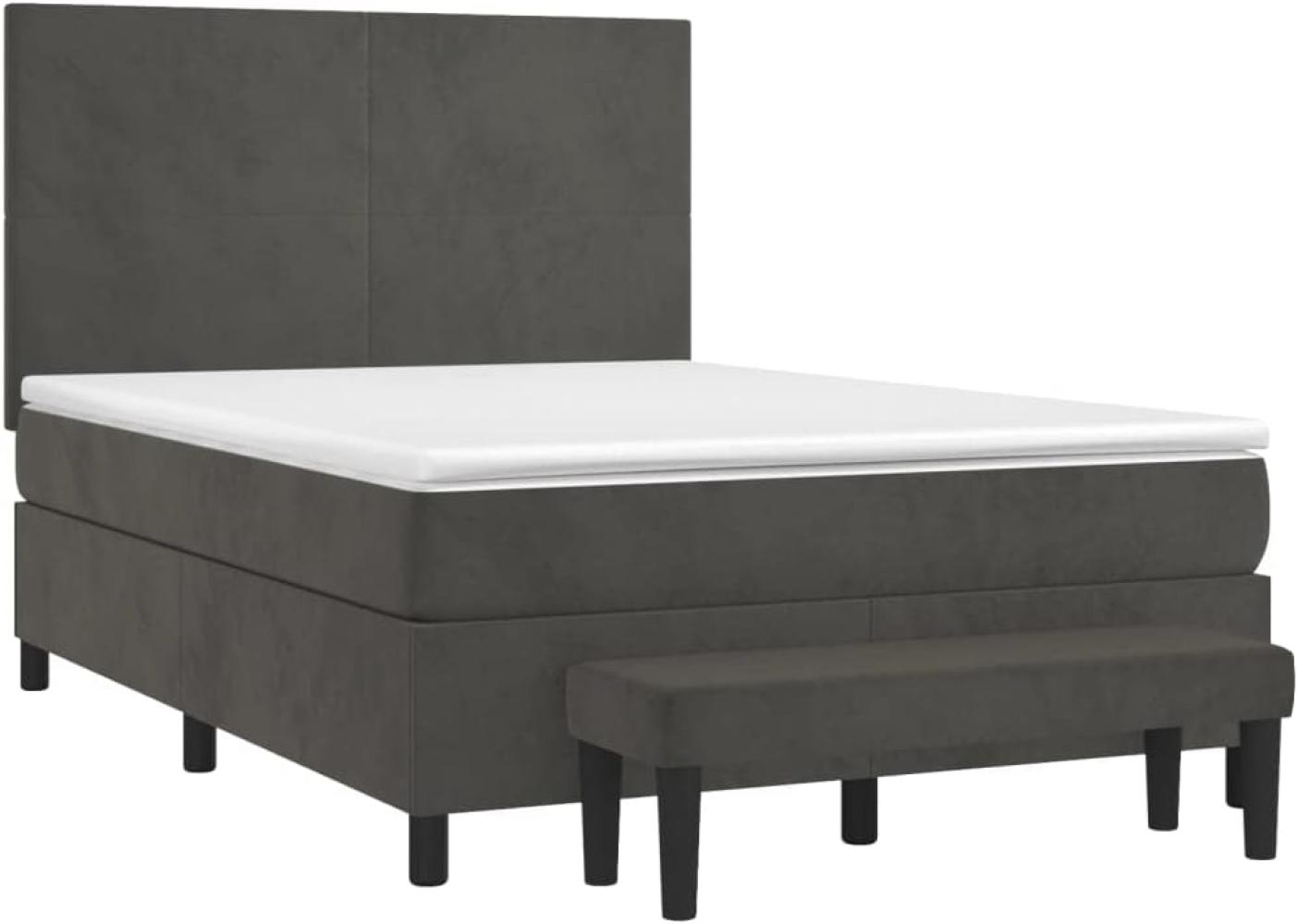 vidaXL Boxspringbett mit Matratze Dunkelgrau 140x190 cm Samt 3137720 Bild 1