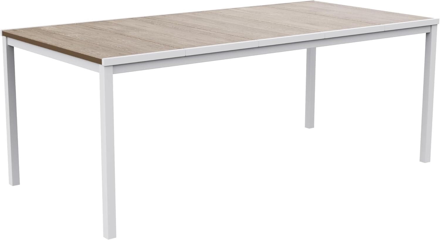Keter Avon - Rechteckiger Esstisch für den Außenbereich, Garten, Terrasse, 200 x 95 x 75 cm cm, 8 Personen, Eschenholzdesign mit weißem Gestell, Polypropylen, uv-beständig und wetterfest Bild 1