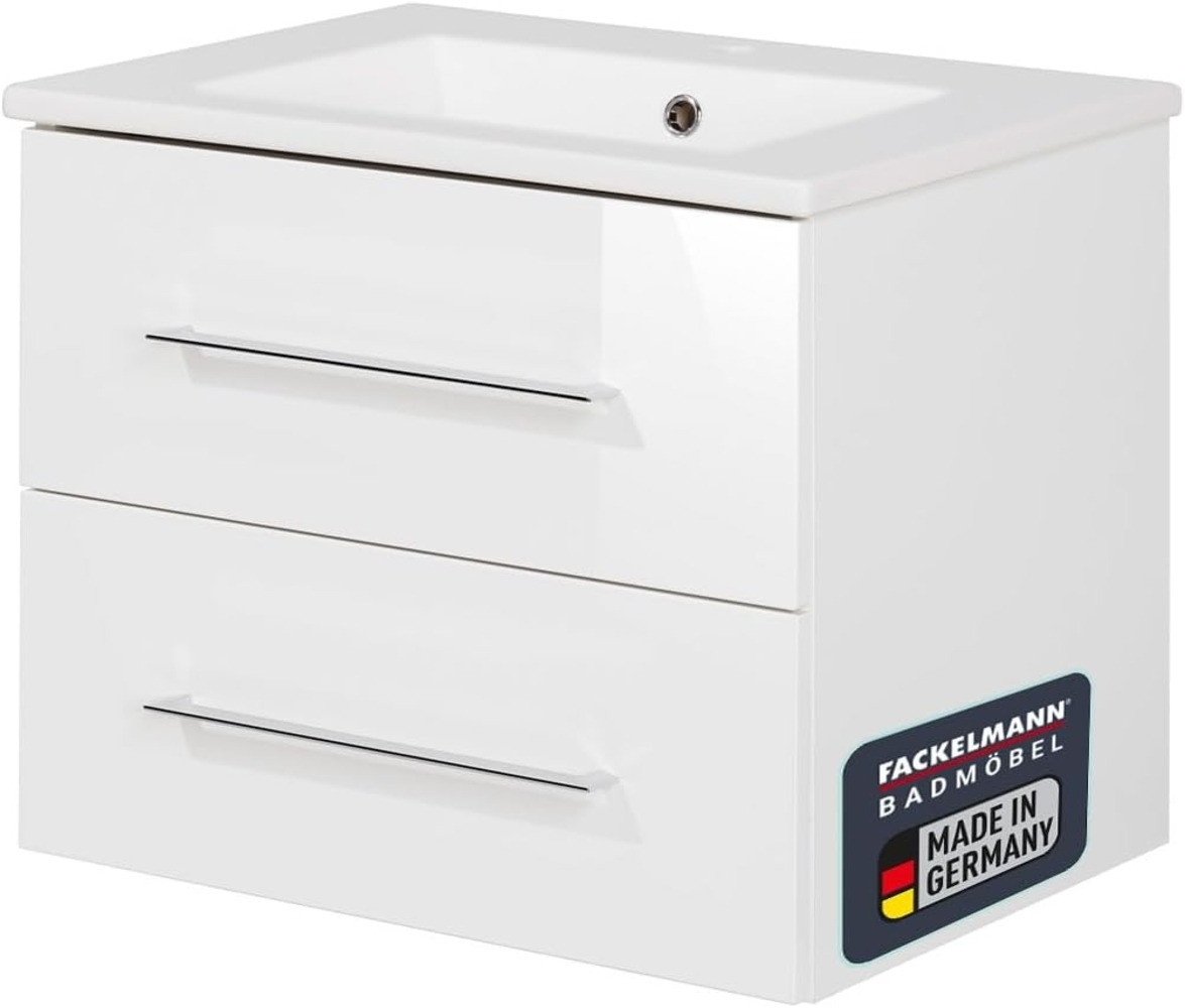 FACKELMANN B.PERFEKT Waschbecken mit Unterschrank 62 cm breit, Weiß, Waschbecken Keramik Weiß Bild 1