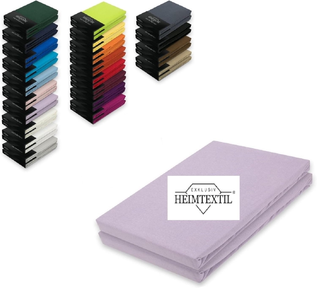 Jersey Spannbettlaken Premium Marke Doppelpack 90 - 100 x 200 cm Flieder Bild 1