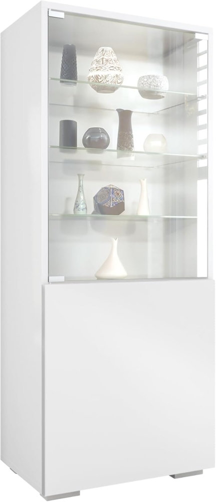 Vladon Standvitrine Granada (Vitrinenschrank, mit Glastür und Glaseinsatz) Weiß matt/Weiß matt (50 x 122,5 x 34,5 cm) Bild 1