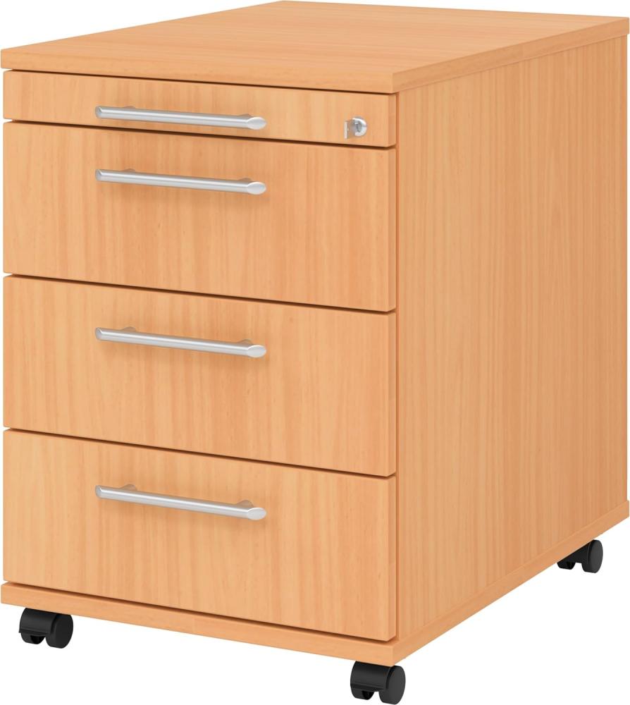 bümö® Anstellcontainer - Beistellregal für Schreibtisch als Ablage oder Stauraum in Eiche Bild 1