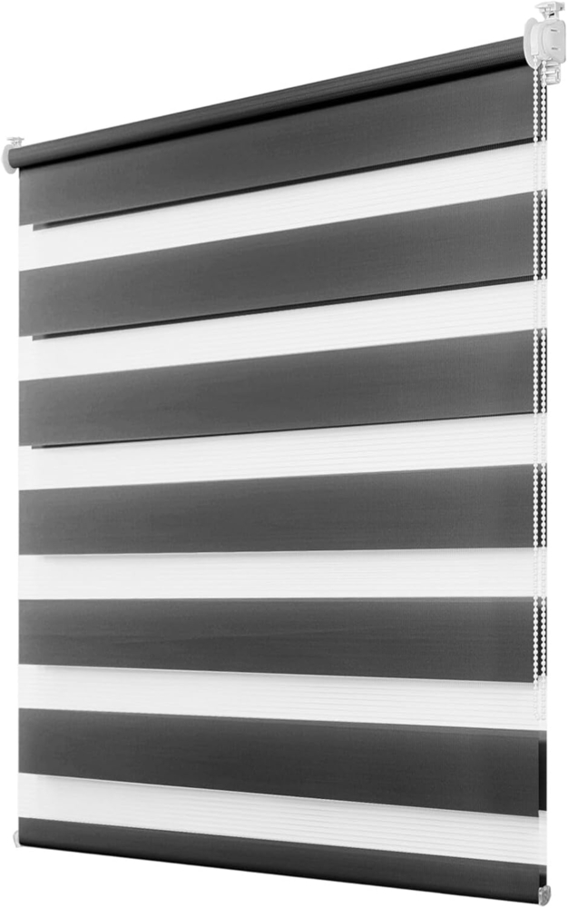 Deswell Doppelrollo Klemmfix ohne Bohren Anthrazit B50 x H150 cm (Stoffbreite 46cm) Rollos für Fenster ohne Bohren für Fenster mit Lichtdurchlässig & Verdunkelnd/Höhe Stufenlos Verstellbar Bild 1