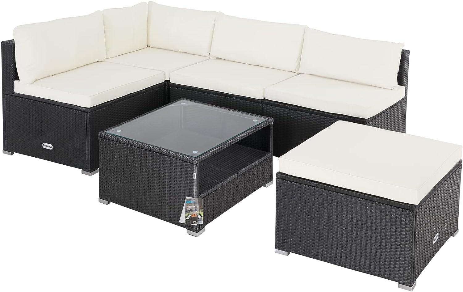 Casaria Polyrattan Lounge Set XL Melbourne, schwarz/creme Bild 1