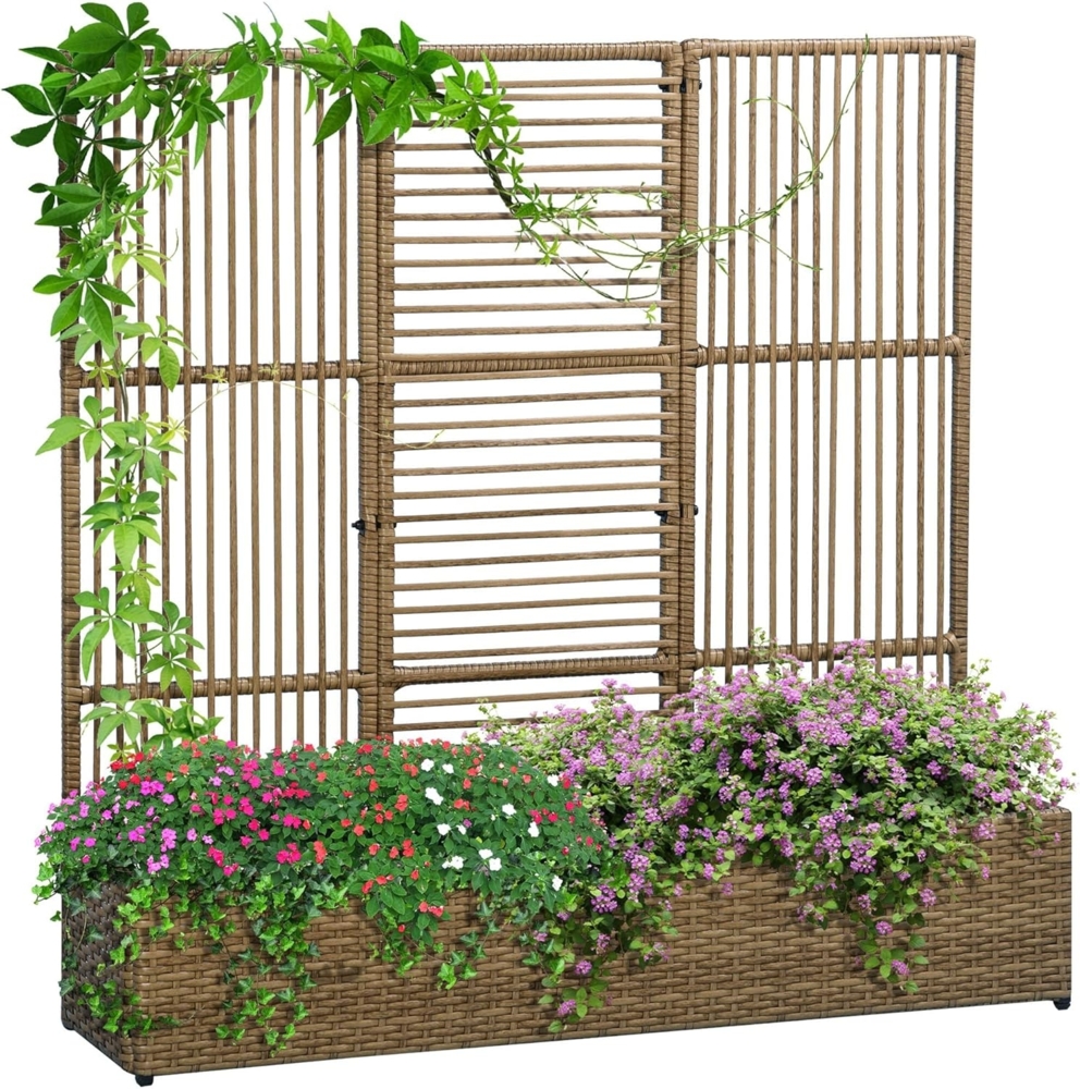 Outsunny Blumenkasten mit Rankhilfe, wetterbeständig (Pflanzkasten, 1 St, Pflanzkübel), für Garten, Terrasse, Sand Bild 1