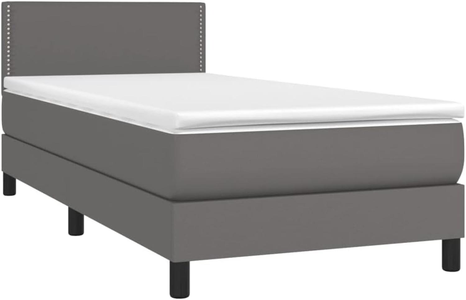 vidaXL Boxspringbett mit Matratze Grau 90x200 cm Kunstleder 3141045 Bild 1