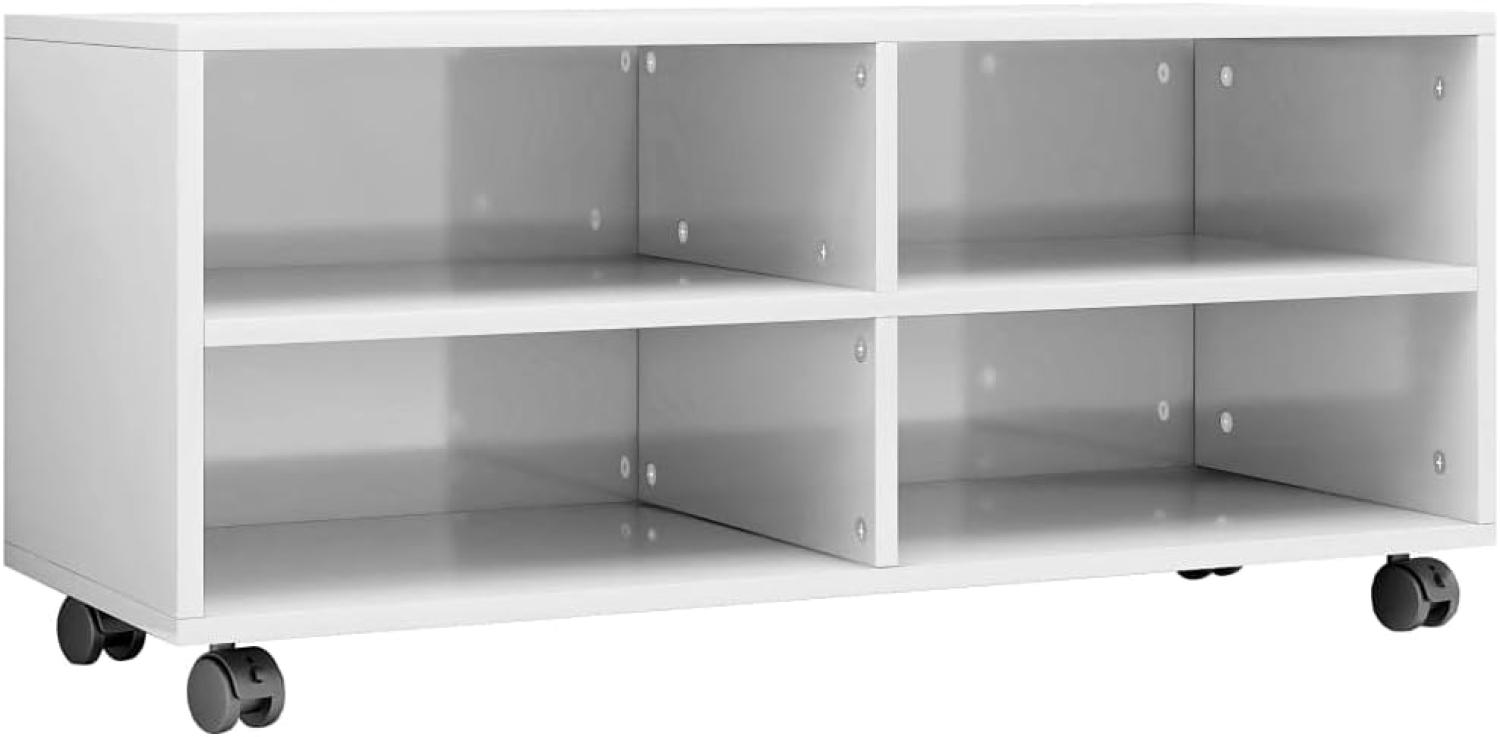 vidaXL TV-Schrank mit Rollen Hochglanz-Weiß 90×35×35 cm Spanplatte Bild 1
