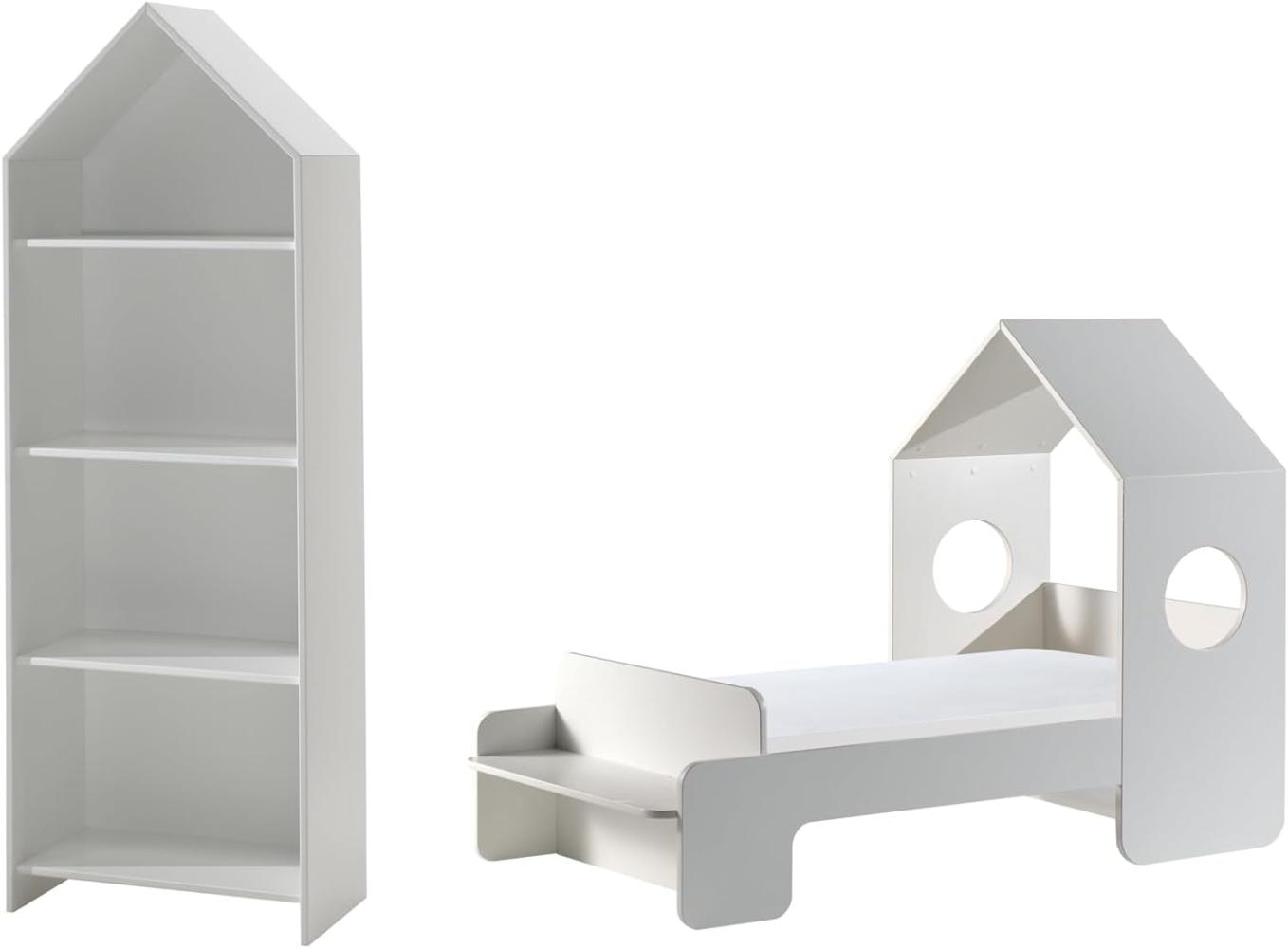 Kinderbett >CASAMI< in Korpus Weiß aus MDF - 169,5 x 129,6 x 73,6 cm (BxHxT) Bild 1