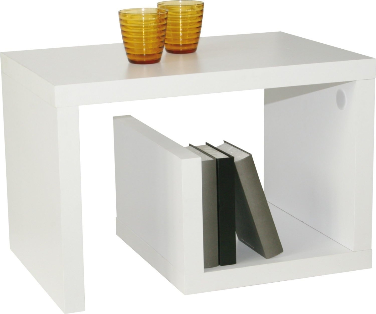 Los Angeles - Beistelltisch, Couchtisch, Beisteller mit kleiner Ablage, moderne Form, weiss Bild 1