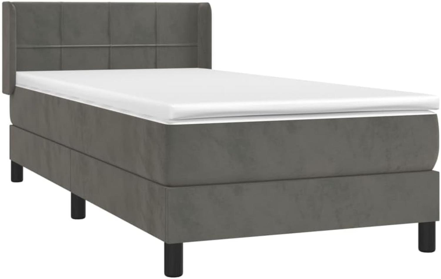 vidaXL Boxspringbett mit Matratze Dunkelgrau 90x190 cm Samt 3130932 Bild 1