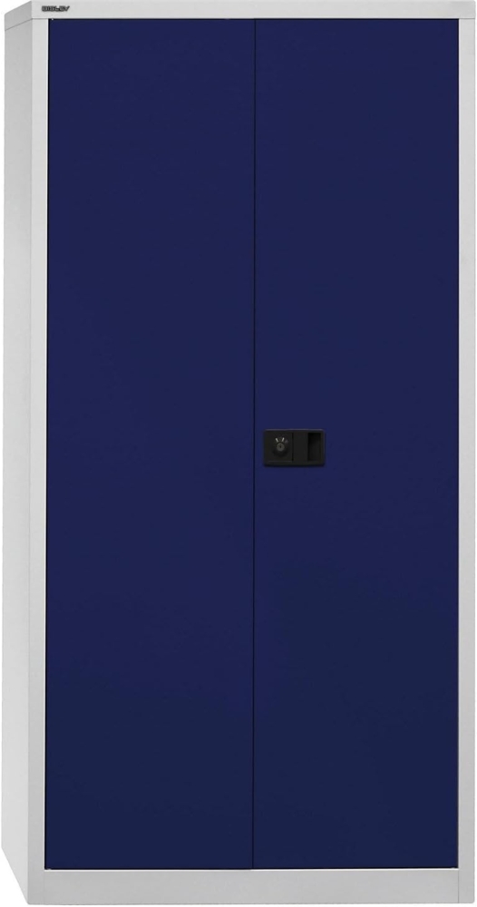 Bisley 'Universal' Flügeltürenschrank, Oxfordblau / Lichtgrau, 195 x 40 x 60 cm, Garderobeneinsatz Bild 1