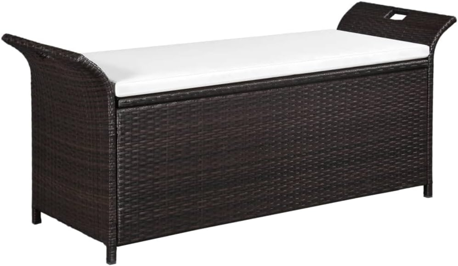 vidaXL Truhenbank mit Polster 138 cm Poly Rattan Braun 44182 Bild 1