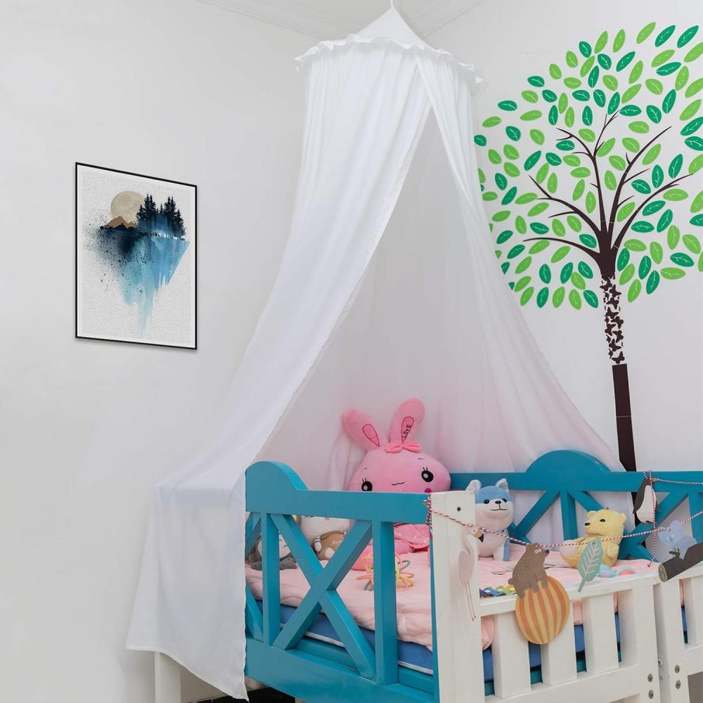 Laneetal Betthimmel Baldachin Kinderzimmer Deko Moskitonnetz Babys Bett, Prinzessin Prinz Spielzelte Kuschelecke Dekoration für Spielzimmer Höhe 230 cm Weiß Bild 1