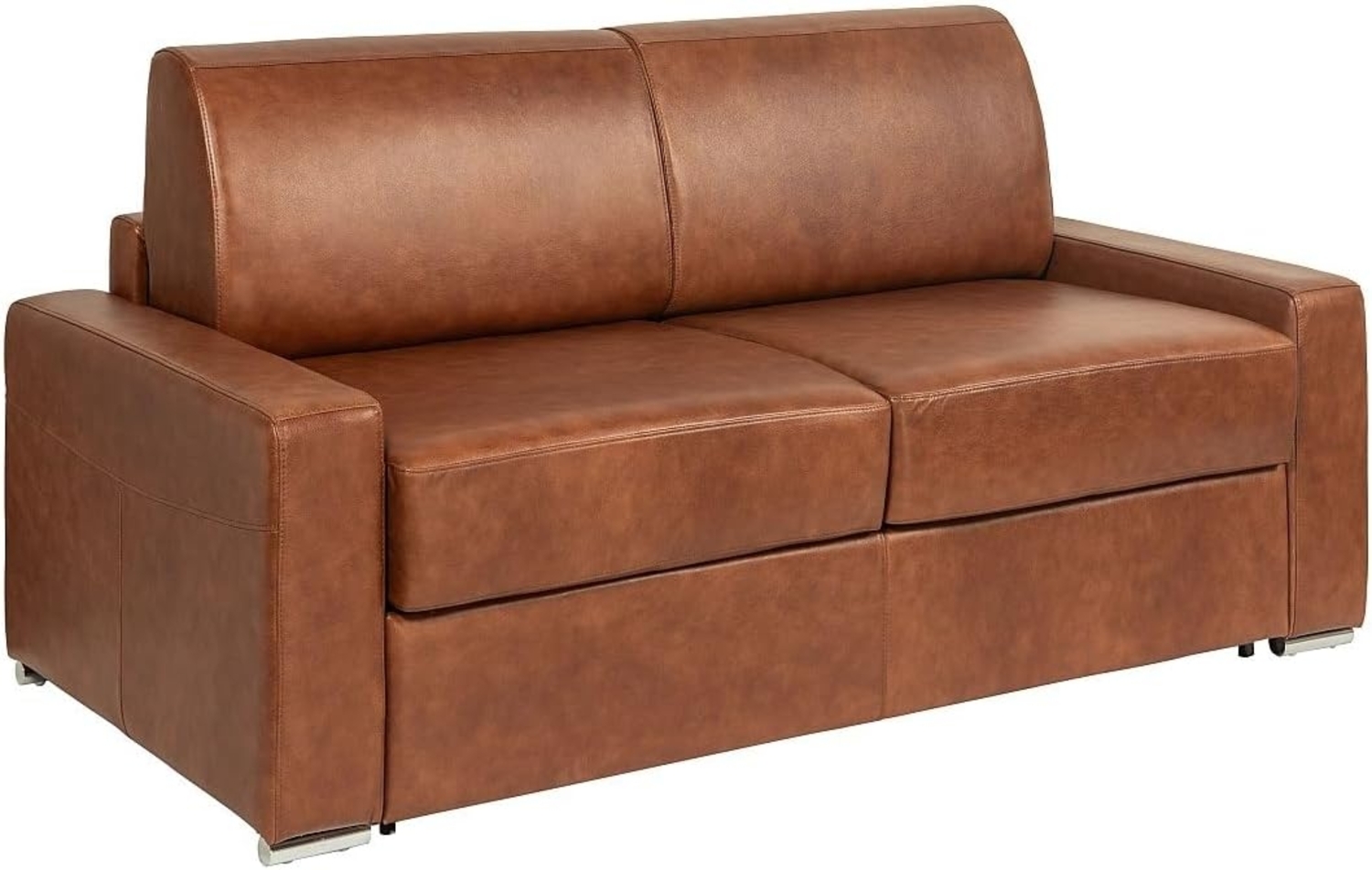 Vente-unique - Schlafsofa mit Matratze 4-Sitzer - Liegefläche 160 cm - Matratze 22 cm mit Memory-Schaum - Büffelleder - Vintage Caramel - CALITO Bild 1