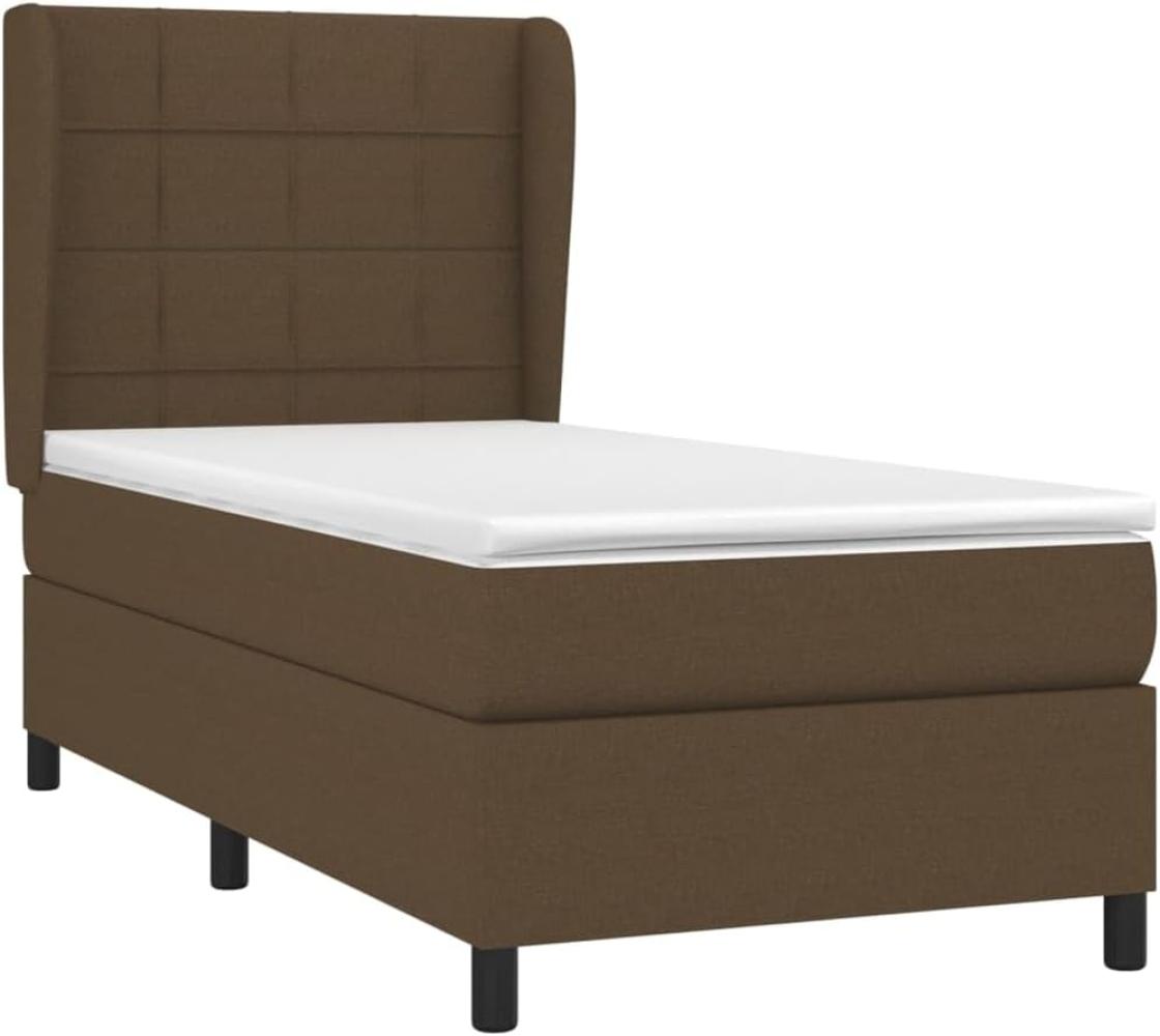 vidaXL Boxspringbett mit Matratze Dunkelbraun 90x200 cm Stoff 3127936 Bild 1