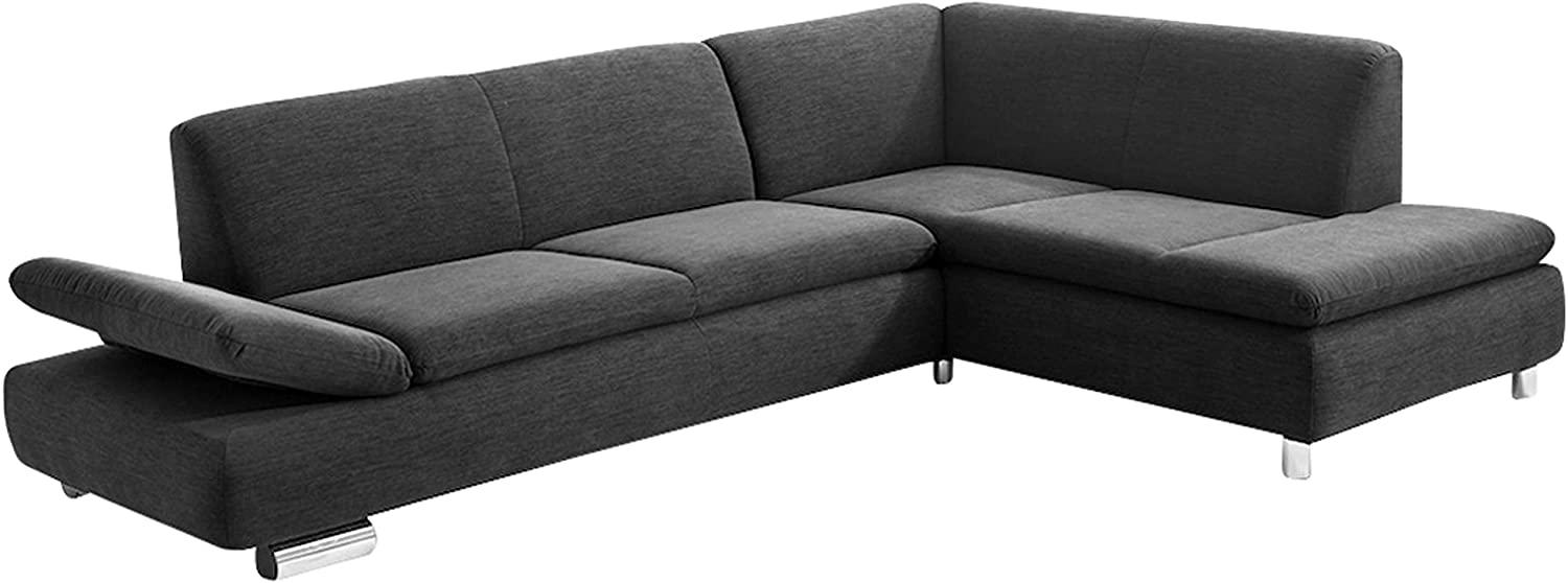 Terrence Ecksofa Strukturgewebe Schwarz Metallfüße verchromt Bild 1
