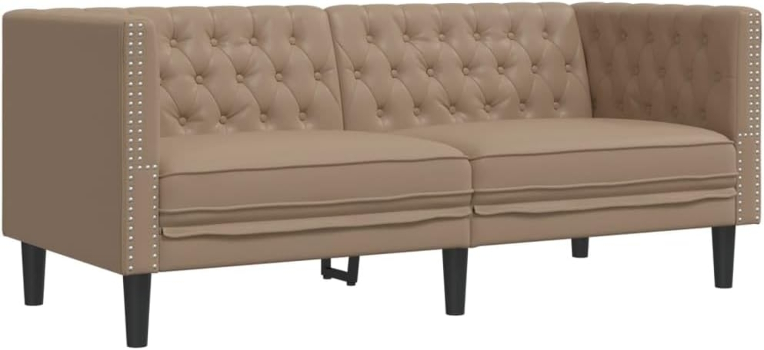 Chesterfield-Sofa 2-Sitzer Cappuccino Kunstleder 372664 Bild 1