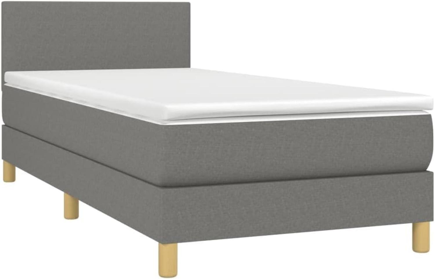 vidaXL Boxspringbett mit Matratze & LED Dunkelgrau 80x200 cm Stoff 3133510 Bild 1