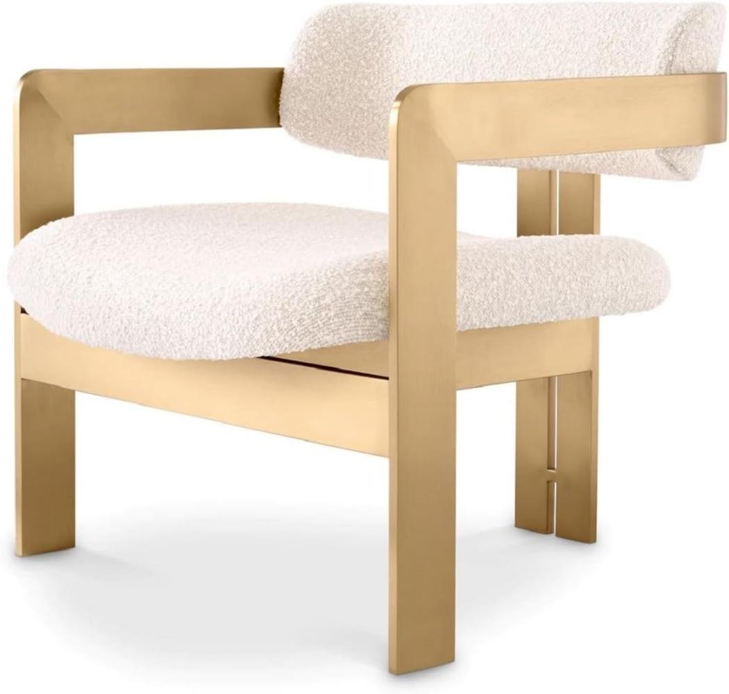 Casa Padrino Luxus Sessel Creme / Messing 70 x 70 x H. 68 cm - Wohnzimmer Sessel - Hotel Sessel - Wohnzimmer Möbel - Luxus Möbel - Wohnzimmer Einrichtung - Luxus Einrichtung - Möbel Luxus Bild 1