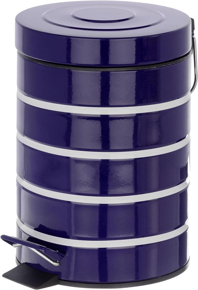 WENKO 21352100 Kosmetik Treteimer Marine Blau, Fassungsvermögen 3 L, Stahl, 15 x 27 x 15 cm, Blau Bild 1