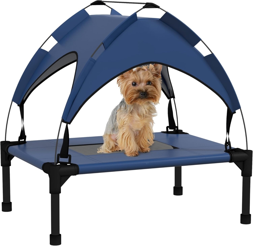 PawHut Tierbett mit Baldachin, Outdoor Hundeliege mit Dach, Atmungsaktiv, Oxford, für Mini- und Kleinhunde Dunkelblau Oxford 61 x 46 x 94 cm Bild 1