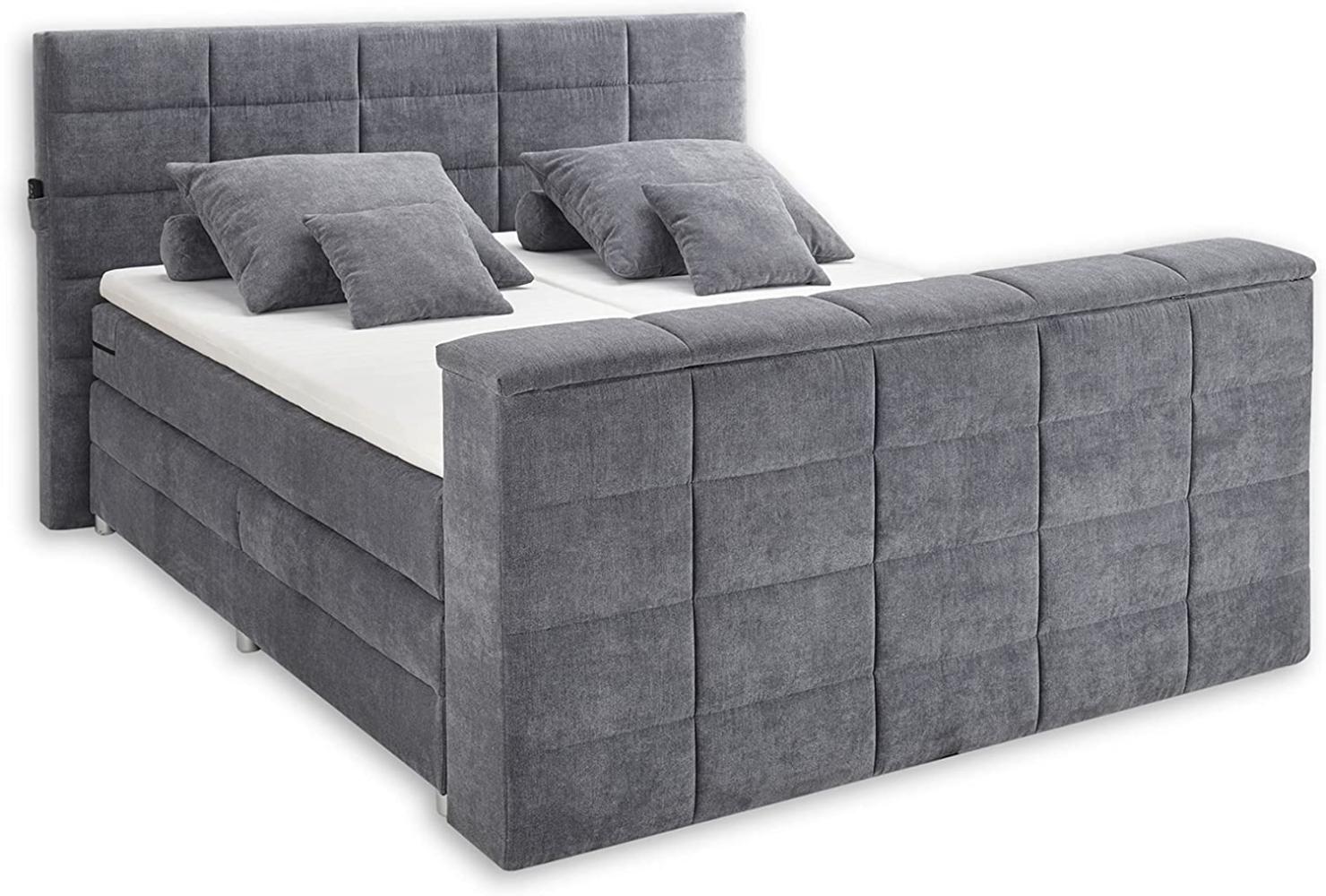 DENVER 6 Boxspringbett 180x200 mit Bettkasten, Anthrazit - Bequemes Doppelbett mit 7-Zonen Federkern Matratze und Topper - 202 x 123 x 240 cm (B/H/T) Bild 1