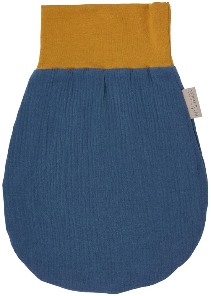 KraftKids Strampelsack Musselin blau für den Herbst/Winter aus Musselin Baumwolle und warmen Fleece in zwei Größen erhältlich Bild 1