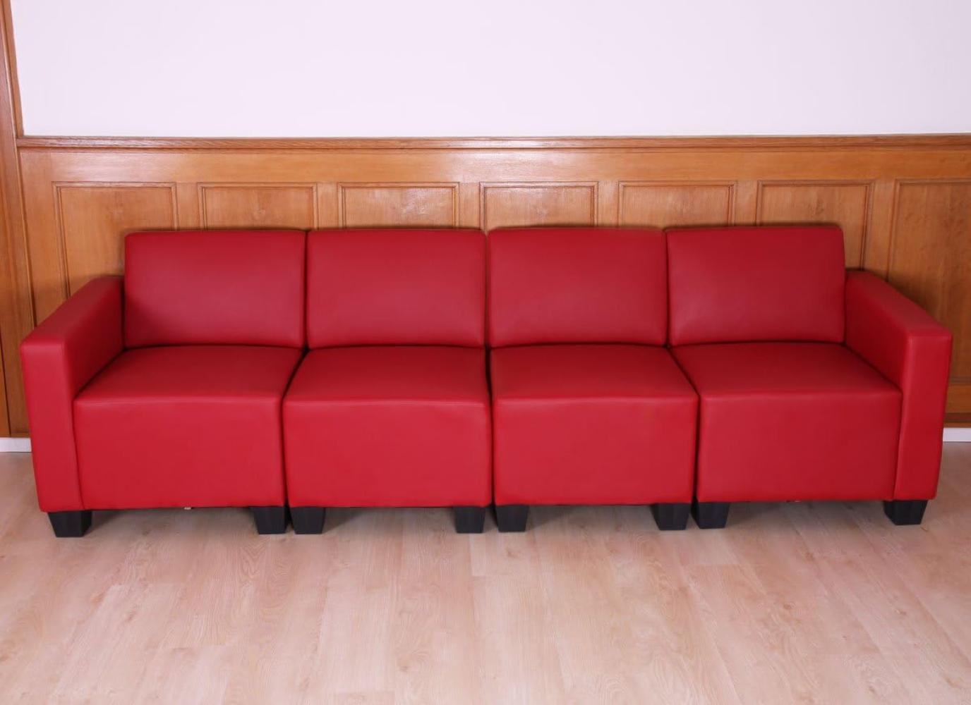 Modular 4-Sitzer Sofa Couch Lyon, Kunstleder ~ rot Bild 1