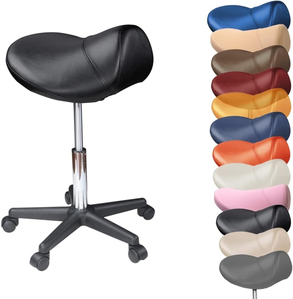 Duke-Handel Drehhocker Sattelhocker, Arbeitshocker, Rollhocker, Hocker, Sattelstuhl (1 St, in vielen Farben erhältlich), höhenverstellbar, ergonomisch, Rückenschonend Bild 1