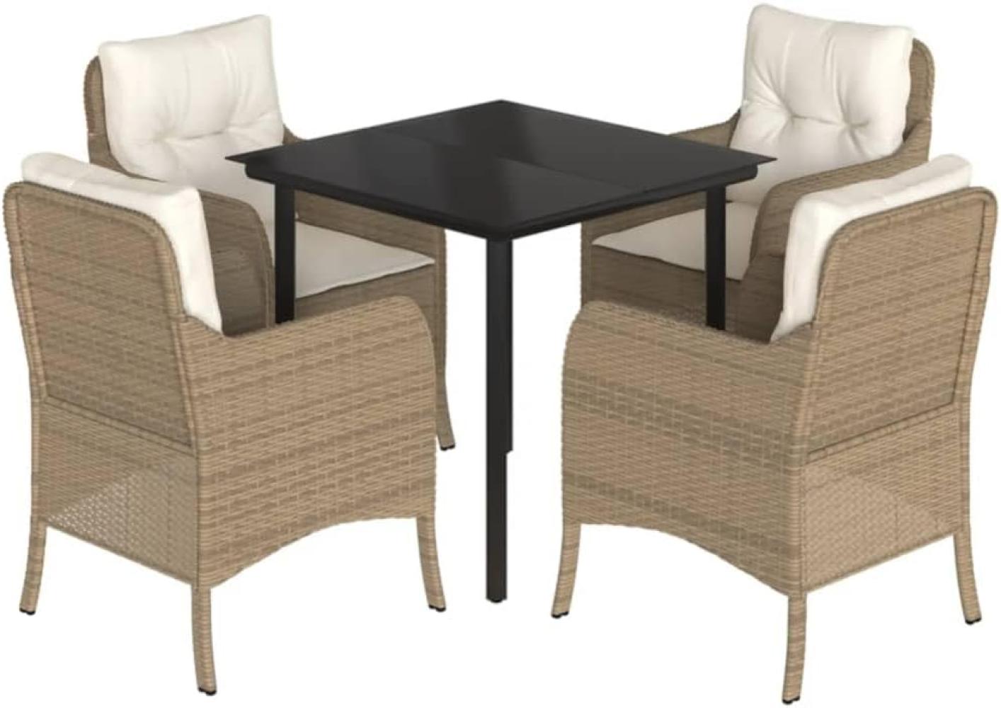 vidaXL 5-tlg. Garten-Essgruppe mit Kissen Beige Poly Rattan 3211970 Bild 1