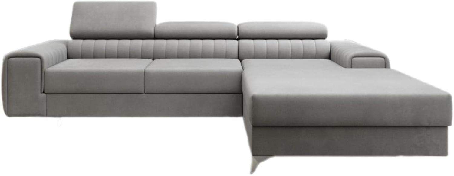 Designer Sofa Melinda mit Schlaf- und Klappfunktion Samt Hellgrau Rechts Bild 1