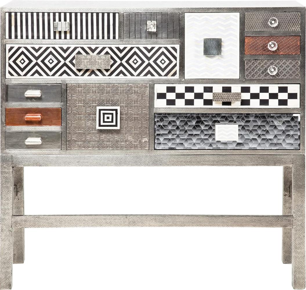 Kare Design Hochkommode Chalet 13 Schübe, bunte Kommode aus Mangoholz, verziertes Highboard mit einzelnen Elementen aus Horn und Intarsien, (H/B/T) 105 x 110 x 40 cm Bild 1