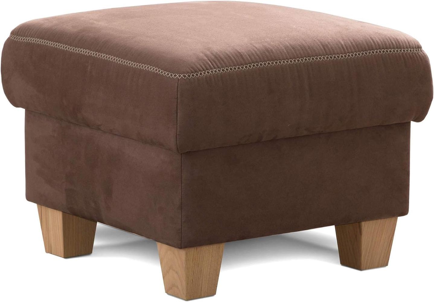 Cavadore Hocker Wisconsin / Sofa-Hocker, Sitzhocker, bzw. Fußbank mit Stauraum im Landhausstil / Holzfüße in Buche / Mikrofaser in Lederoptik / Größe: 58 x 45 x 58 cm (BxHxT) / Farbe: Braun Bild 1