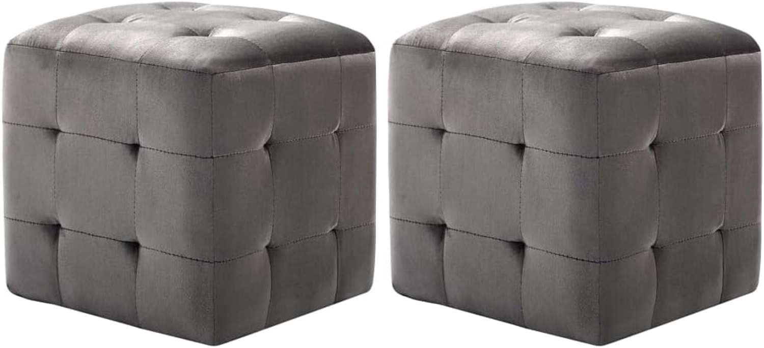 vidaXL Pouf 2 Stk. Grau 30x30x30 cm Samtstoff 278385 Bild 1